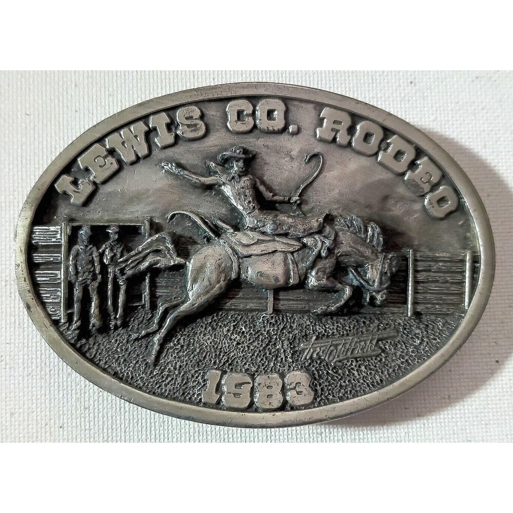 1983 Lewis Co Washington Rodeo Fred Oldfield Design Ltd Ed Belt Buckle 94/1000